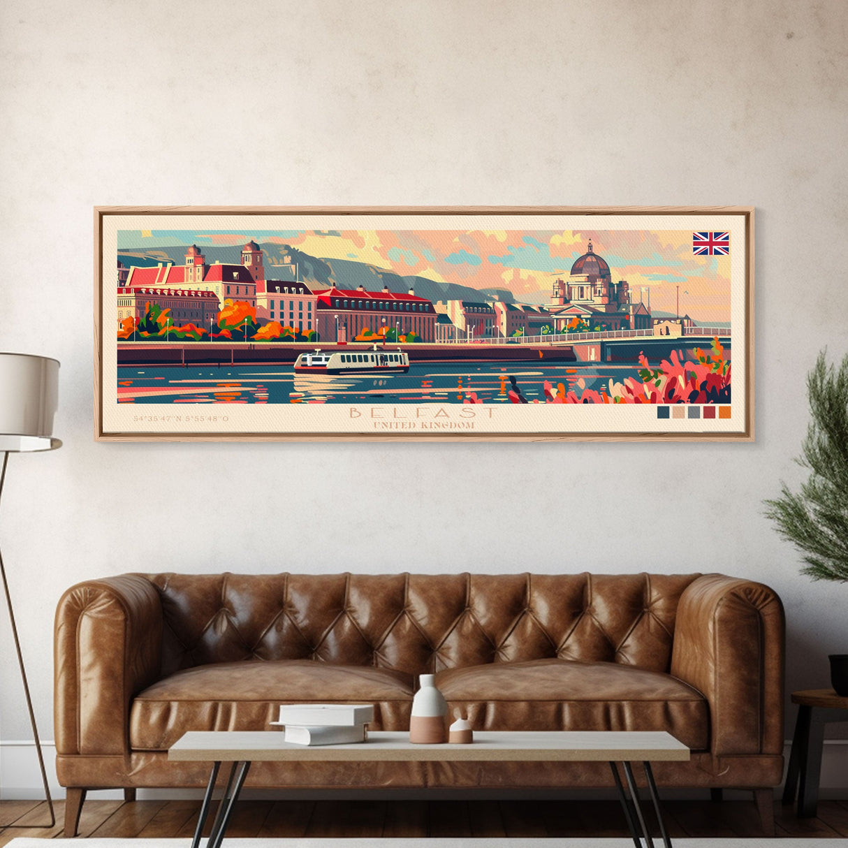 Belfast United Kingdom Travel Print Wall Art, Panoramic City Art, Travel Art, Wall Decor, Vacation Gift, Framed Canvas Print Or Metal Art