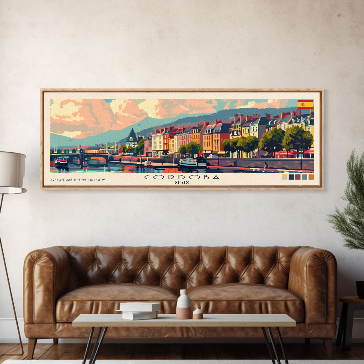 Cordoba Spain Travel Art, City Art, Framed Canvas Print or Metal Wall Art, Europe Travel Poster, Panoramic Wall Art, Extra Wide Wall Art