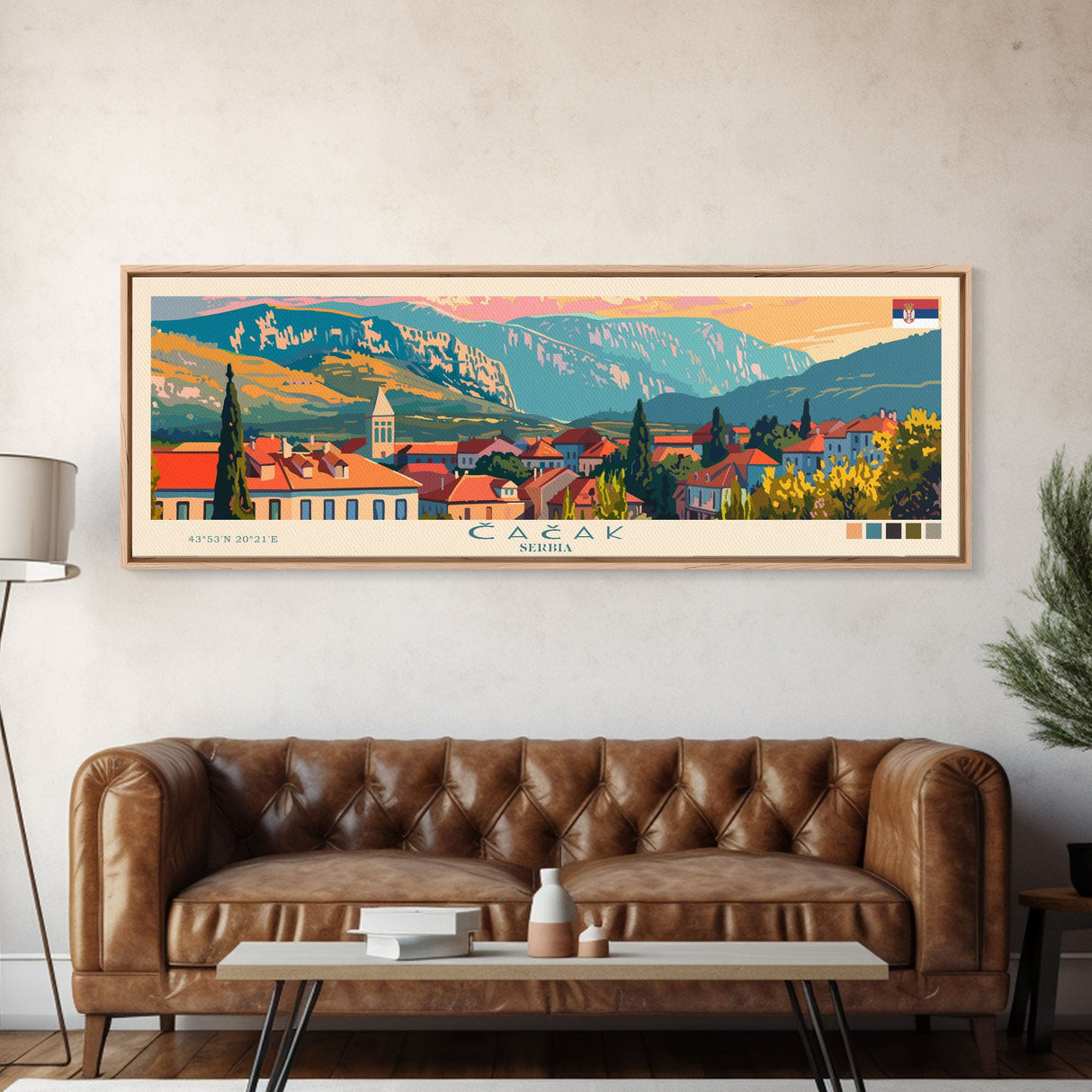 Čačak Serbia Wall Art, Panoramic Travel Poster, Panoramic Framed Canvas Print, City Wall Art, Wall Hanging Home Decor, Travel Art