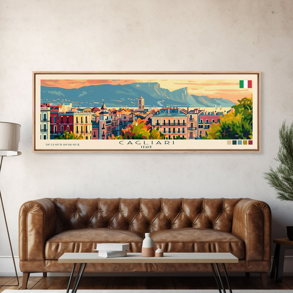 Cagliari Italy Wall Art, Panoramic Travel Poster, Panoramic Framed Canvas Print, City Wall Art, Wall Hanging Home Decor, Travel Art