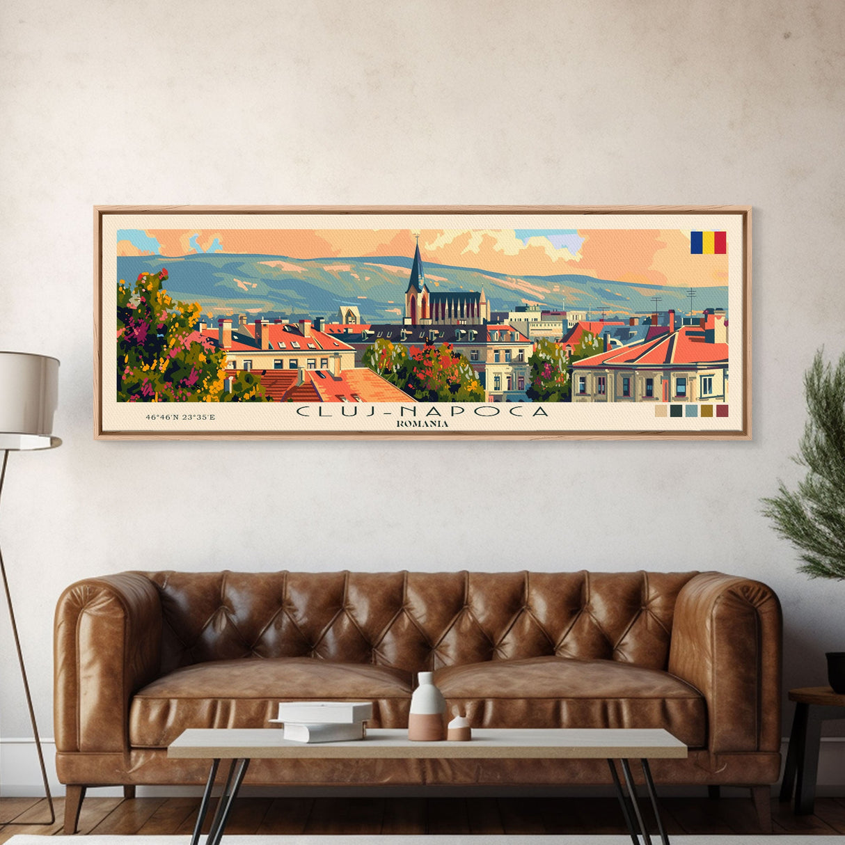 Cluj Napoca Romania Travel Print Wall Art, Panoramic City Art, Travel Art, Wall Decor, Vacation Gift, Framed Canvas Print Or Metal Art