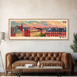 Copenhagen Denmark Travel Print Wall Art, Panoramic City Art, Travel Art, Wall Decor, Vacation Gift, Framed Canvas Print Or Metal Art