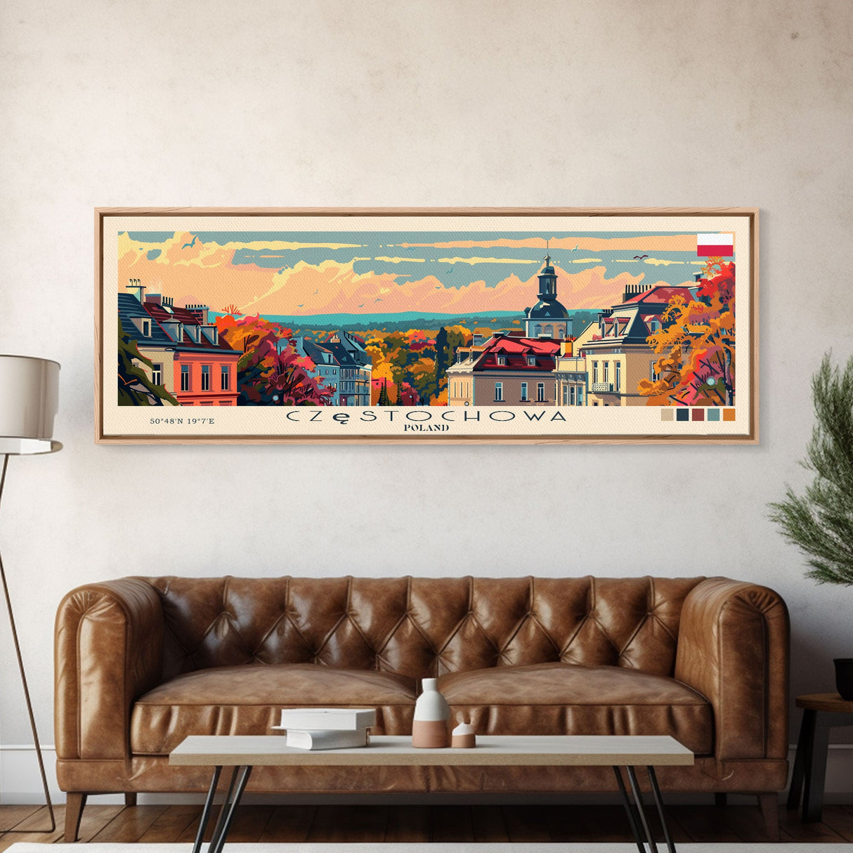 Czestochowa Poland Travel Art, City Art, Framed Canvas Print or Metal Wall Art, Europe Travel Poster, Panoramic Wall Art, Extra Wide Wall Art