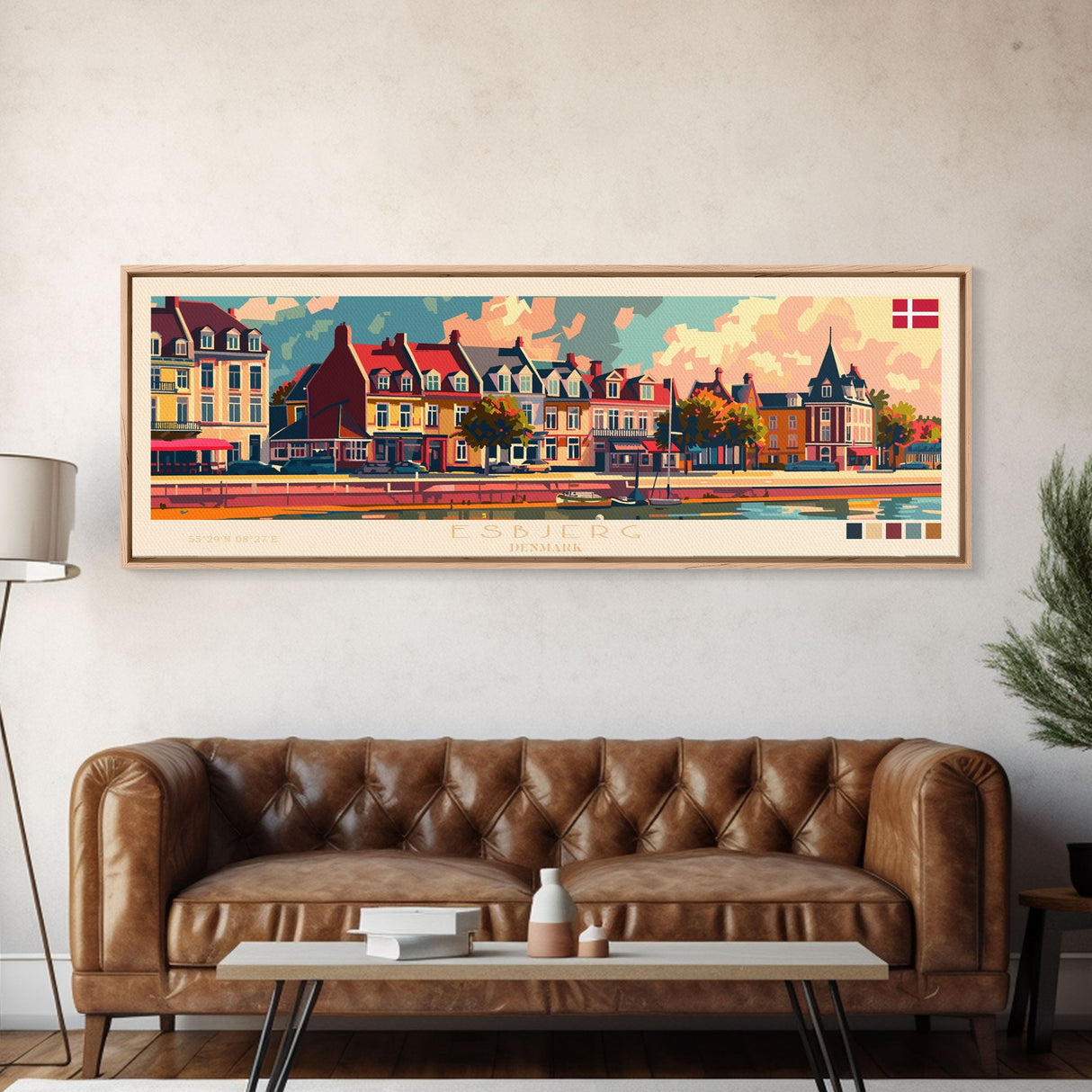 Esbjerg Denmark Travel Art, City Art, Framed Canvas Print or Metal Wall Art, Europe Travel Poster, Panoramic Wall Art, Extra Wide Wall Art