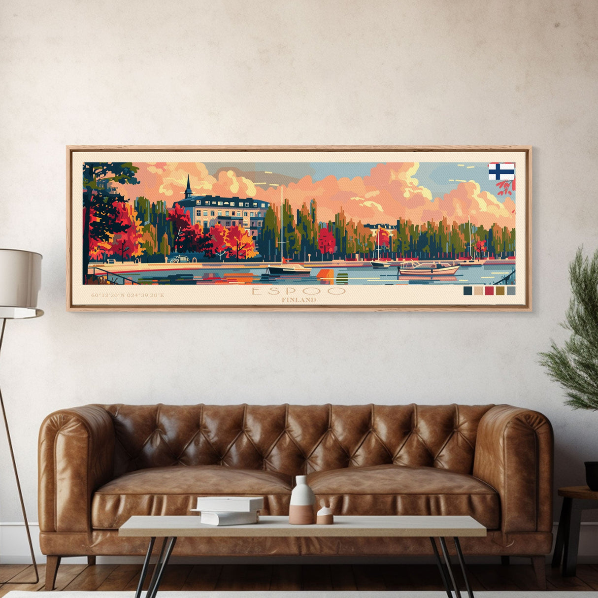 Espoo Finland Wall Art, Panoramic Travel Poster, Panoramic Framed Canvas Print, City Wall Art, Wall Hanging Home Decor, Travel Art