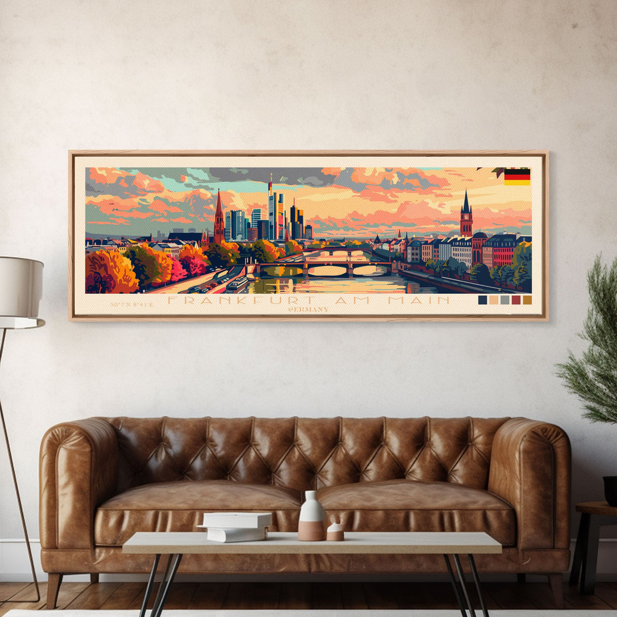 Frankfurt Germany Travel Print Wall Art, Panoramic City Art, Travel Art, Wall Decor, Vacation Gift, Framed Canvas Print Or Metal Art