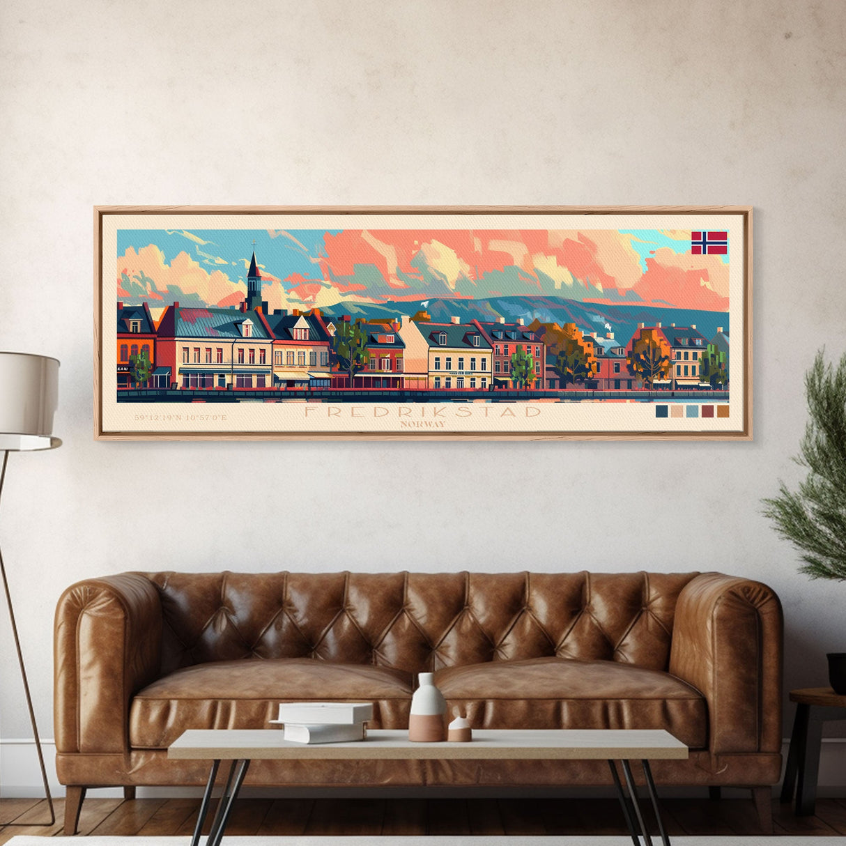 Fredrikstad Norway Travel Art, City Art, Framed Canvas Print or Metal Wall Art, Europe Travel Poster, Panoramic Wall Art, Extra Wide Wall Art