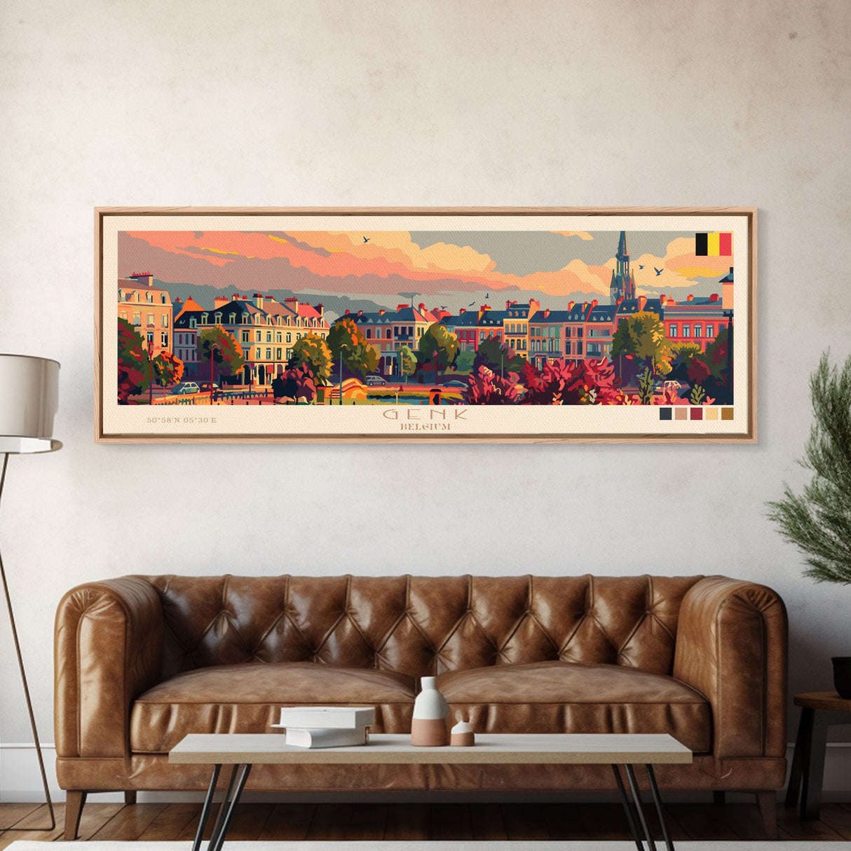 Genk Belgium Travel Print Wall Art, Panoramic City Art, Travel Art, Wall Decor, Vacation Gift, Framed Canvas Print Or Metal Art