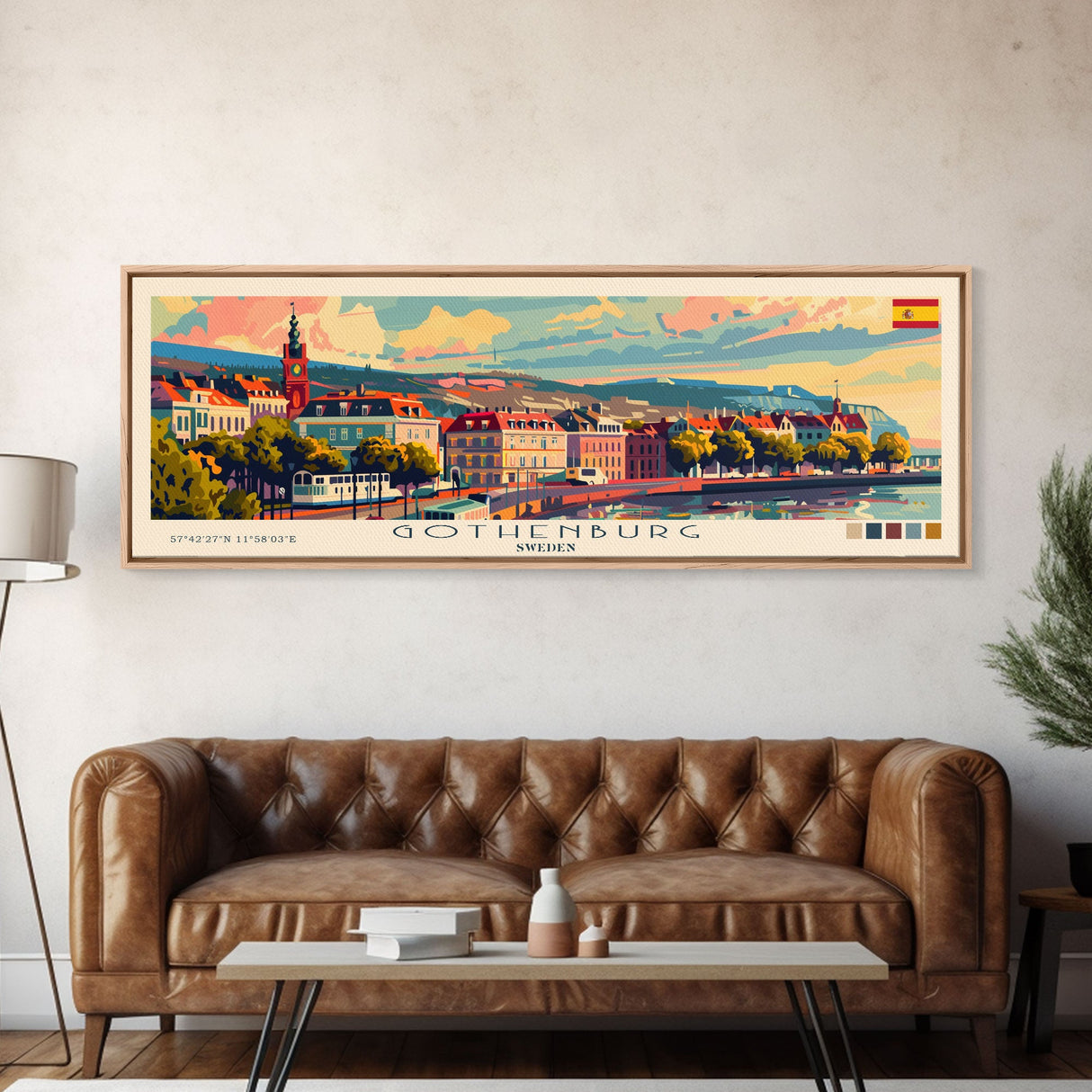 Gothenburg Sweden Travel Art, City Art, Framed Canvas Print or Metal Wall Art, Europe Travel Poster, Panoramic Wall Art, Extra Wide Wall Art