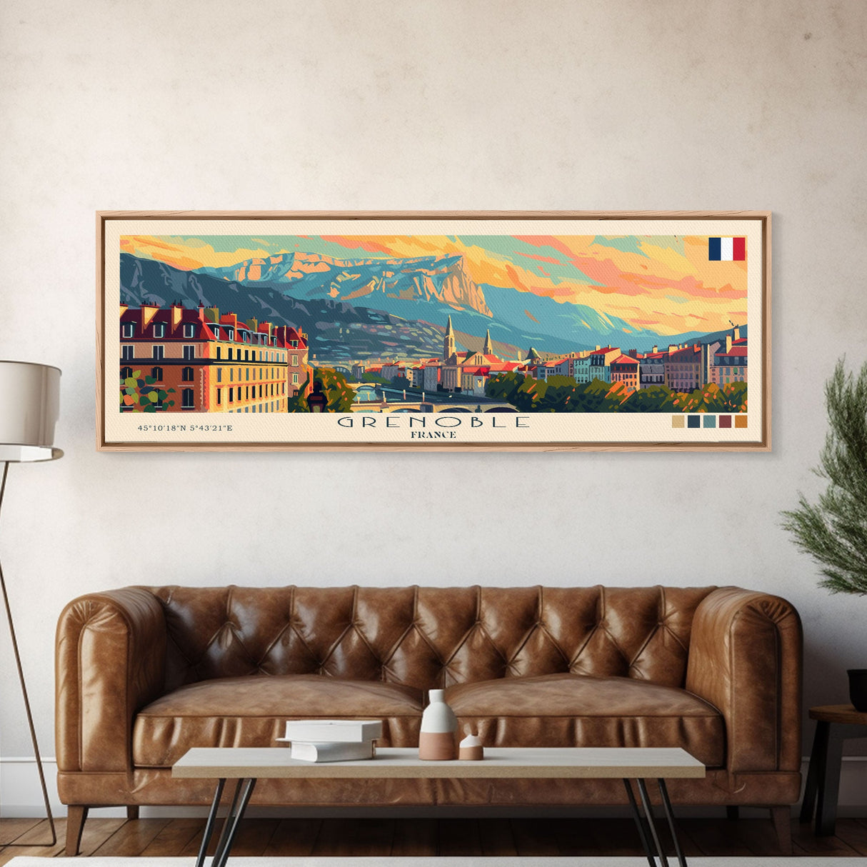 Grenoble France Travel Print Wall Art, Panoramic City Art, Travel Art, Wall Decor, Vacation Gift, Framed Canvas Print Or Metal Art