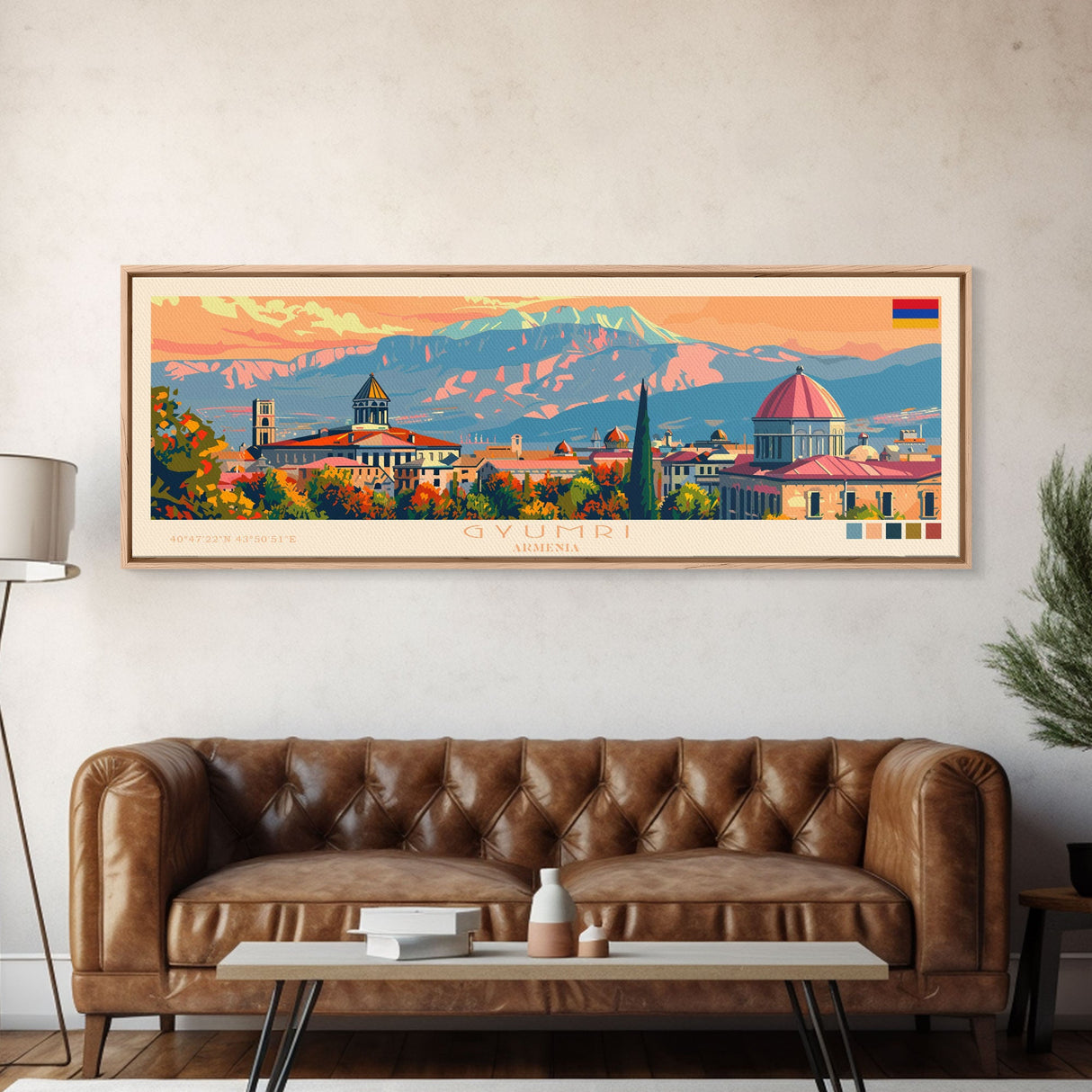 Gyumri Armenia Travel Print Wall Art, Panoramic City Art, Travel Art, Wall Decor, Vacation Gift, Framed Canvas Print Or Metal Art