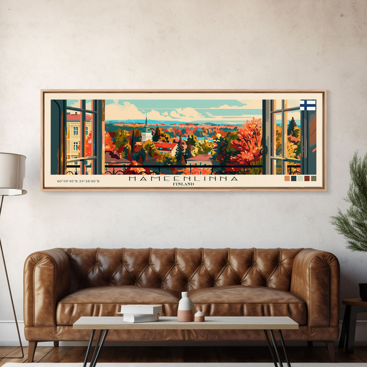 Hameenlinna Finland Travel Art, City Art, Framed Canvas Print or Metal Wall Art, Europe Travel Poster, Panoramic Wall Art, Extra Wide Wall Art