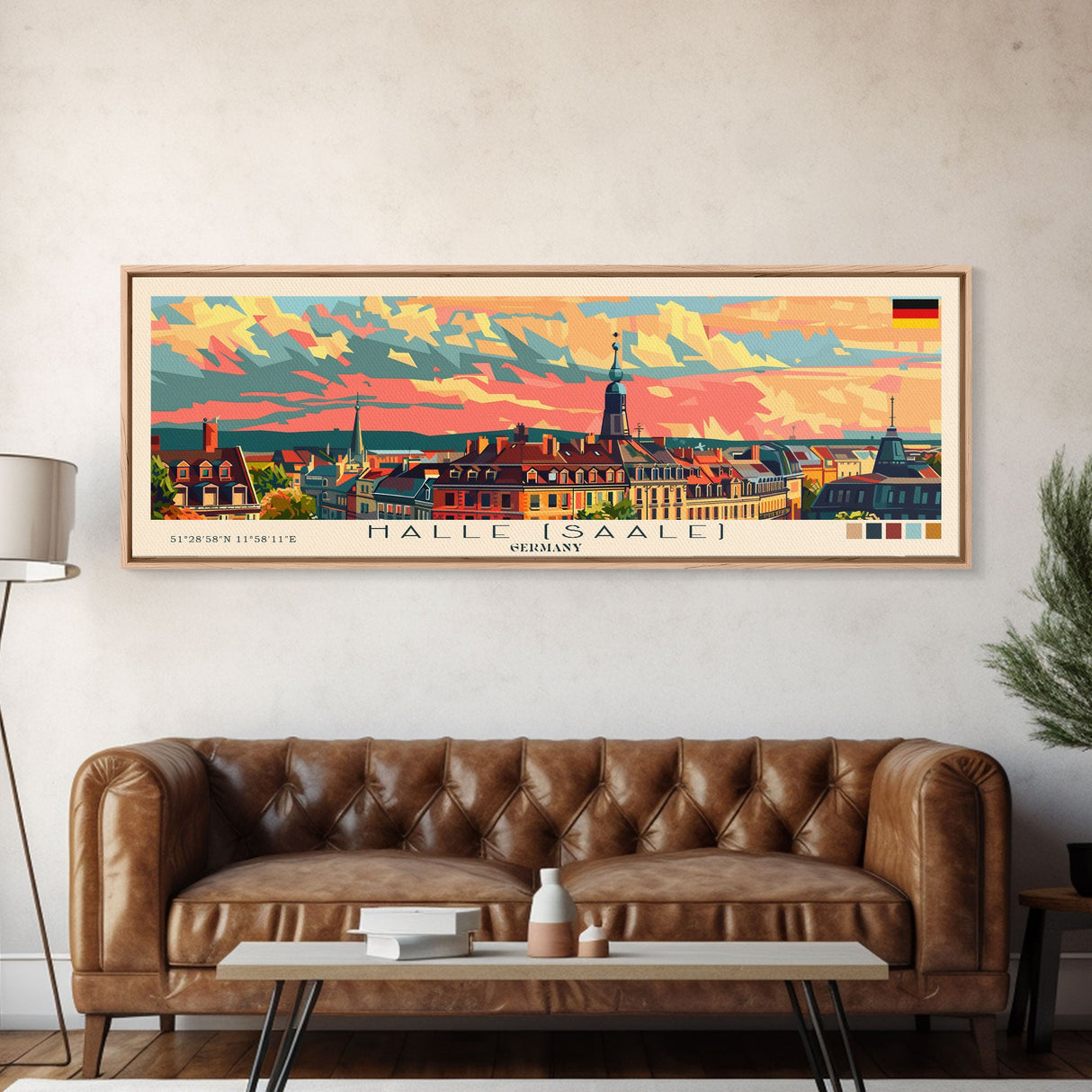 Halle Saale Germany Wall Art, Panoramic Travel Poster, Panoramic Framed Canvas Print, City Wall Art, Wall Hanging Home Decor, Travel Art