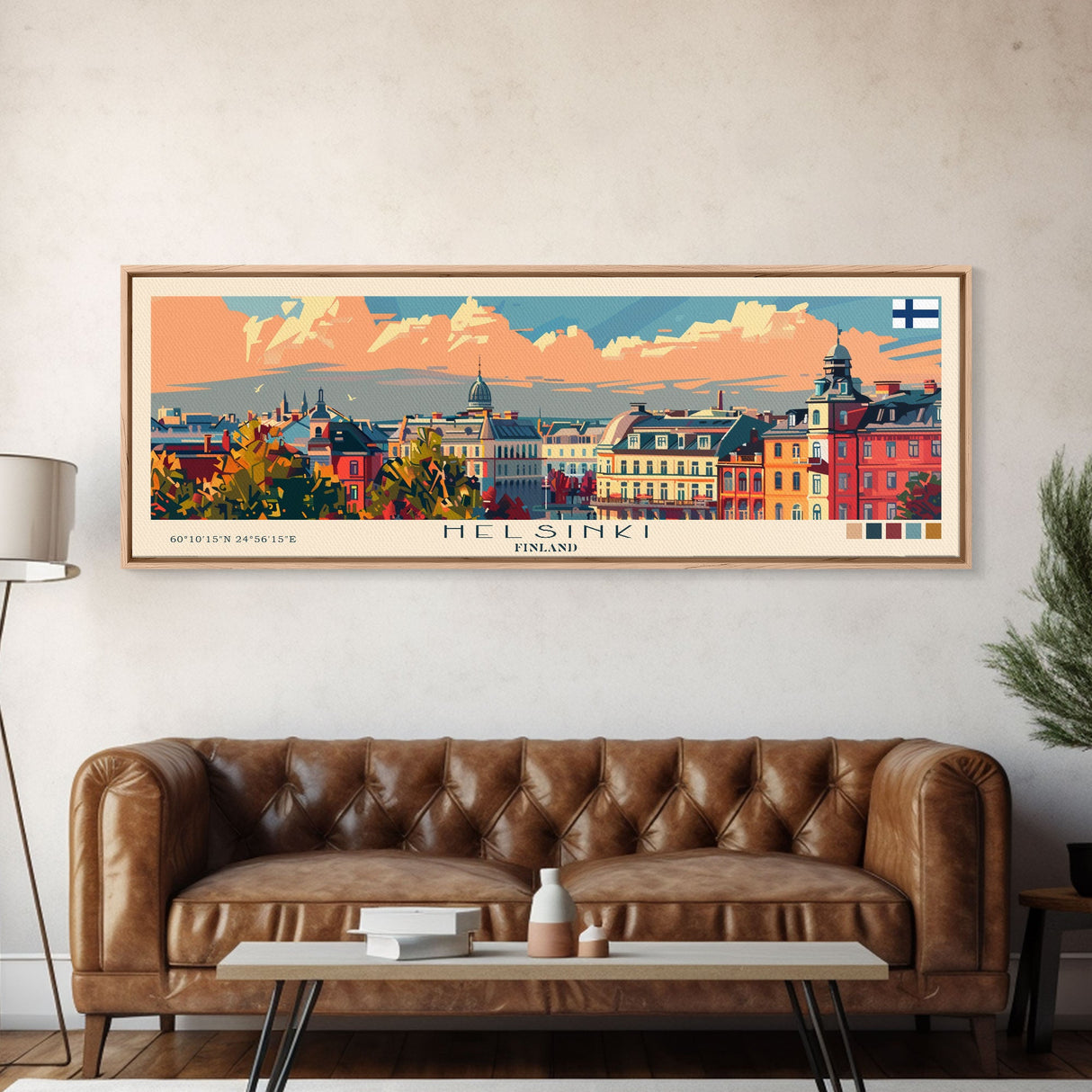 Helsinki Finland Travel Art, City Art, Framed Canvas Print or Metal Wall Art, Europe Travel Poster, Panoramic Wall Art, Extra Wide Wall Art