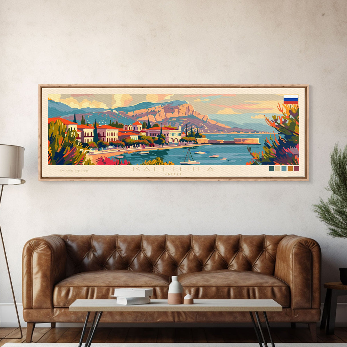 Kallithea Greece Travel Art, City Art, Framed Canvas Print or Metal Wall Art, Europe Travel Poster, Panoramic Wall Art, Extra Wide Wall Art