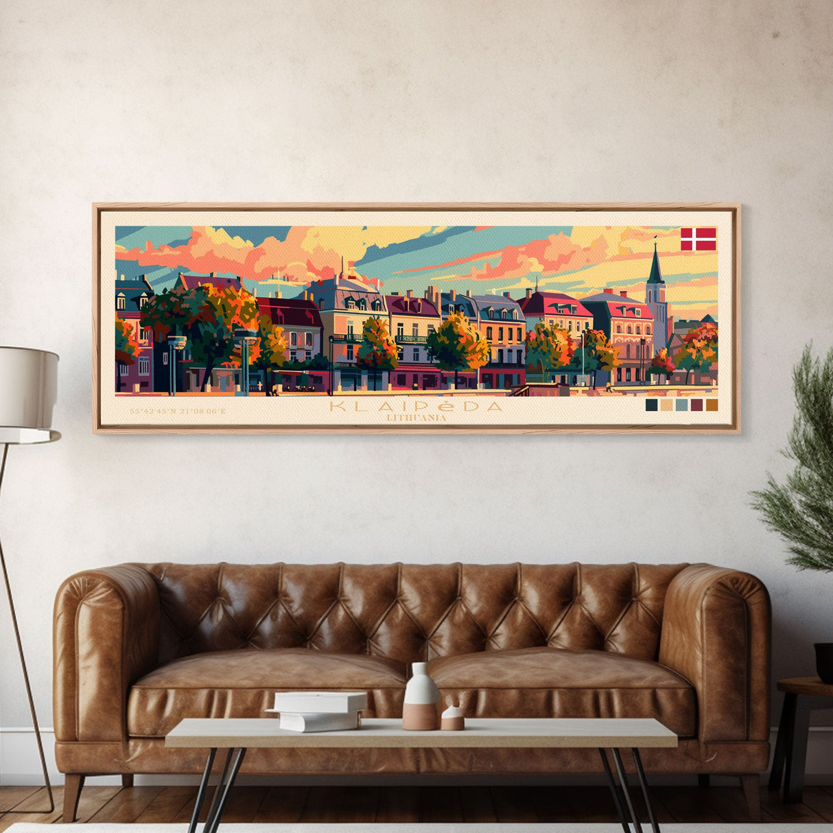 Klaipda Lithuania Wall Art, Panoramic Travel Poster, Panoramic Framed Canvas Print, City Wall Art, Wall Hanging Home Decor, Travel Art