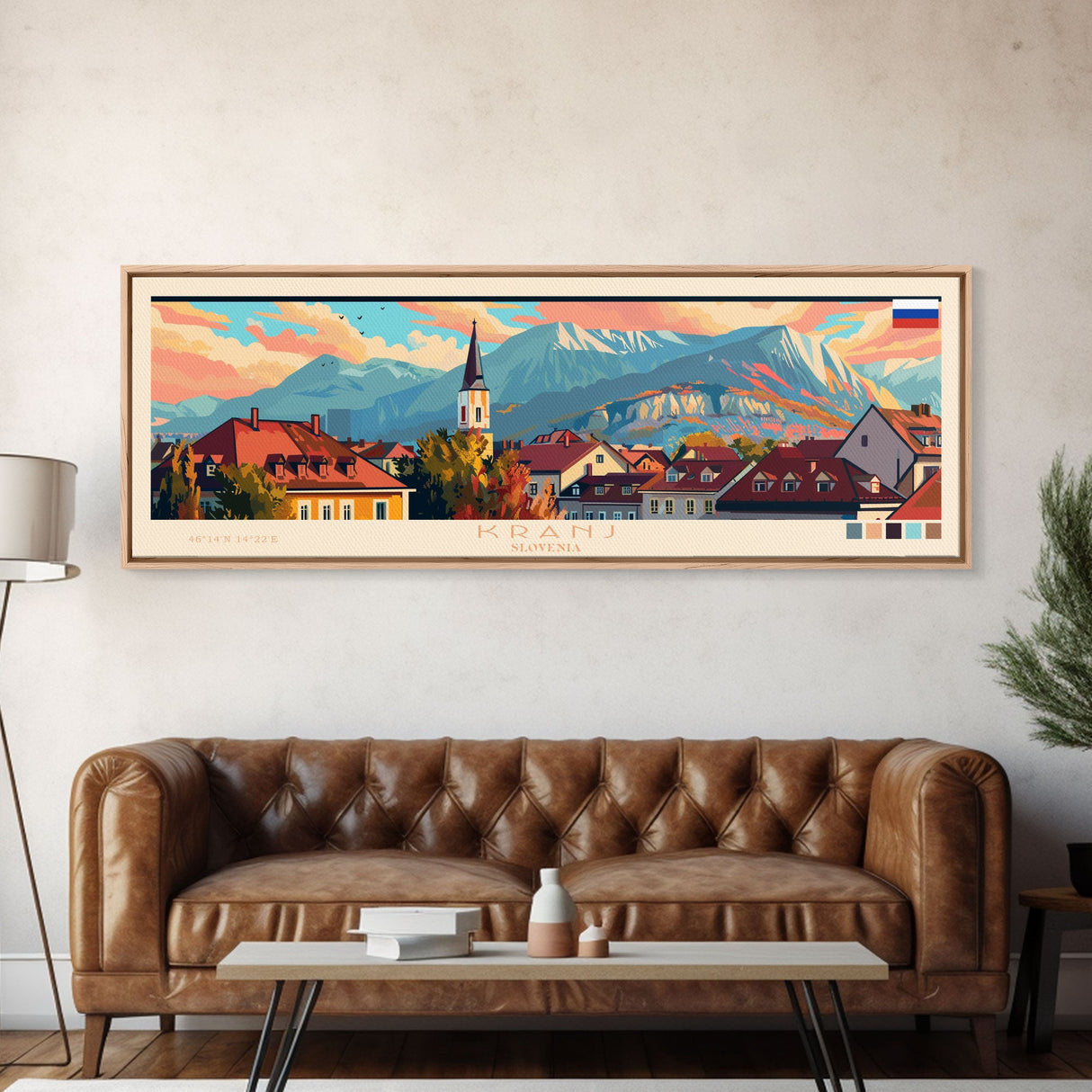 Kranj Slovenia Wall Art, Panoramic Travel Poster, Panoramic Framed Canvas Print, City Wall Art, Wall Hanging Home Decor, Travel Art