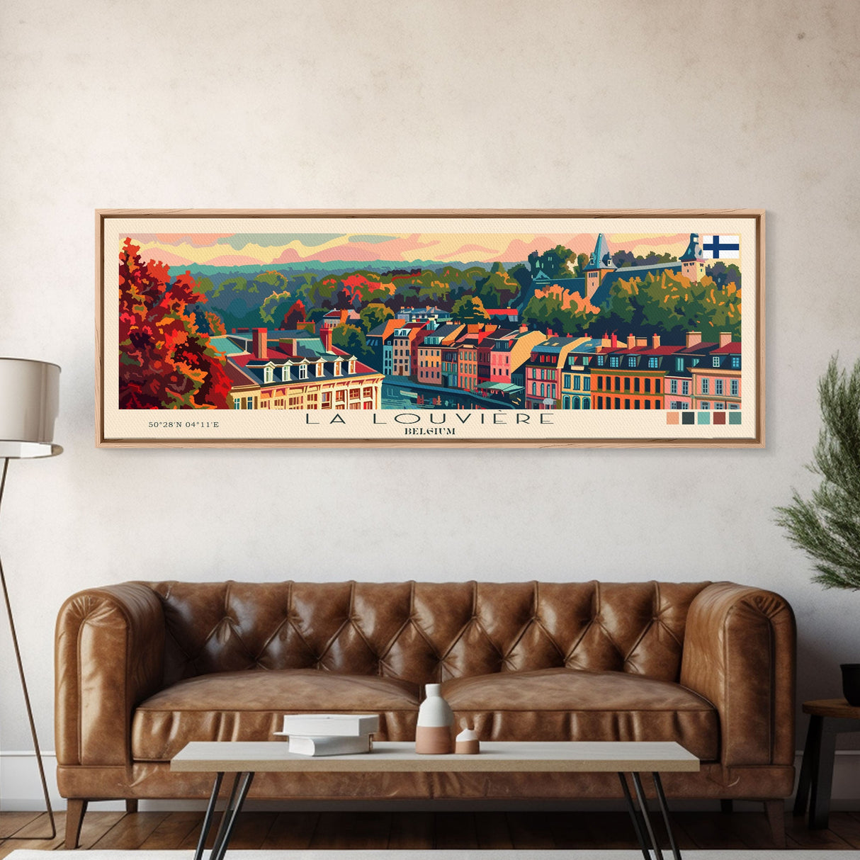 La Louvire Belgium Travel Art, City Art, Framed Canvas Print or Metal Wall Art, Europe Travel Poster, Panoramic Wall Art, Extra Wide Wall Art