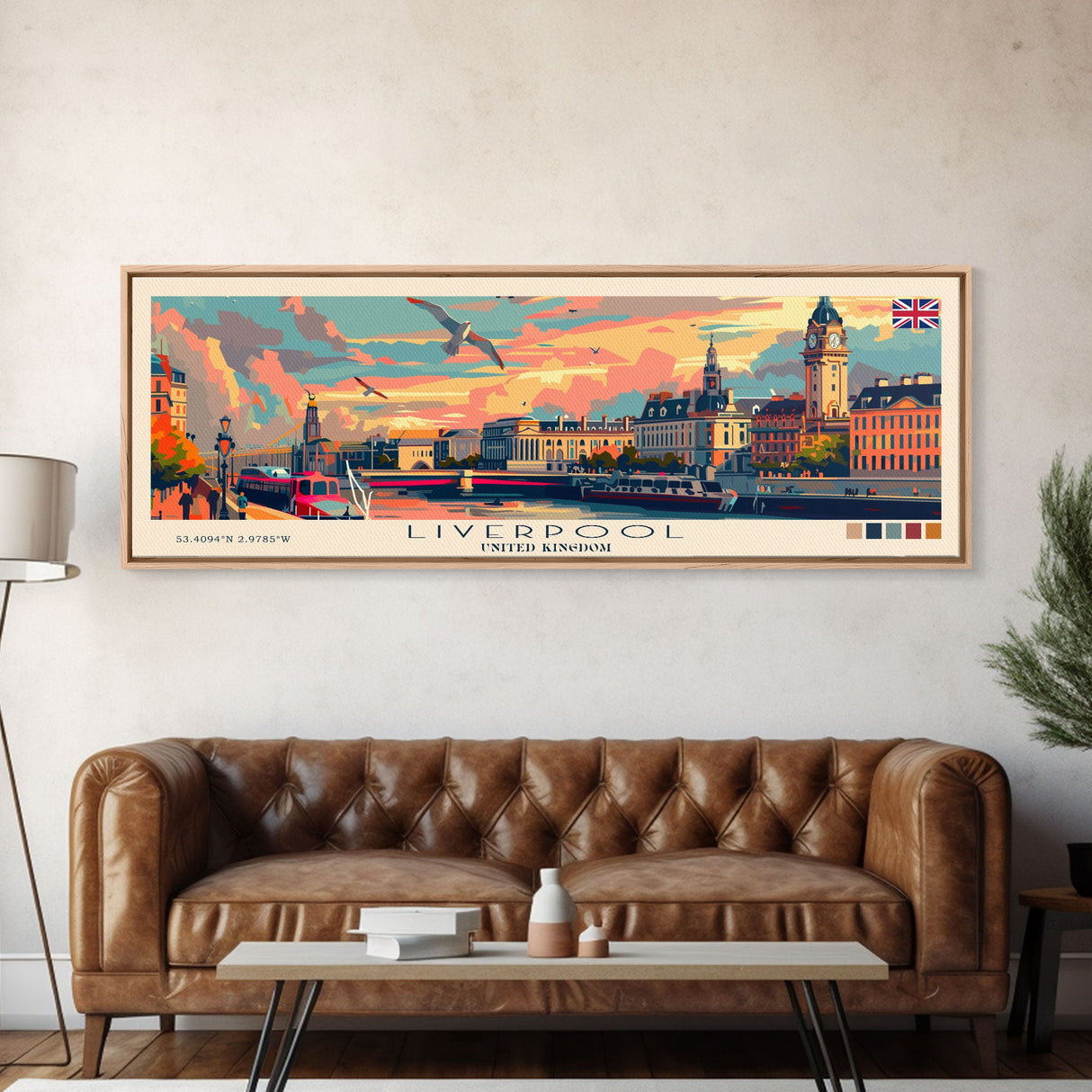 Liverpool United Kingdom Travel Art, City Art, Framed Canvas Print or Metal Wall Art, Europe Travel Poster, Panoramic Wall Art, Extra Wide Wall Art