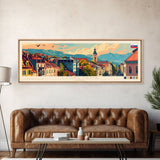 Ljubljana Slovenia Wall Art, Panoramic Travel Poster, Panoramic Framed Canvas Print, City Wall Art, Wall Hanging Home Decor, Travel Art