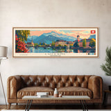 Lucerne Switzerland Travel Art, City Art, Framed Canvas Print or Metal Wall Art, Europe Travel Poster, Panoramic Wall Art, Extra Wide Wall Art