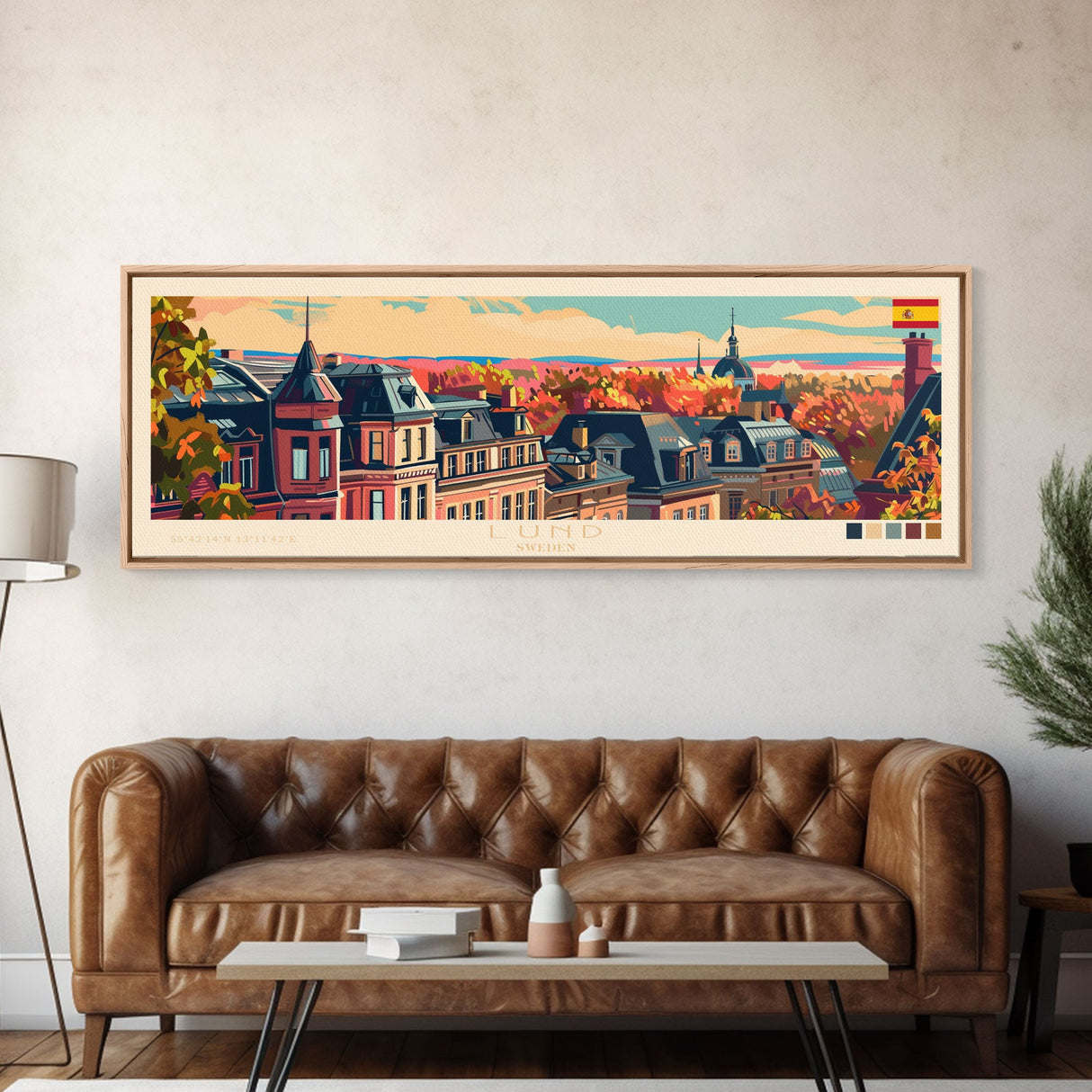 Lund Sweden Travel Print Wall Art, Panoramic City Art, Travel Art, Wall Decor, Vacation Gift, Framed Canvas Print Or Metal Art