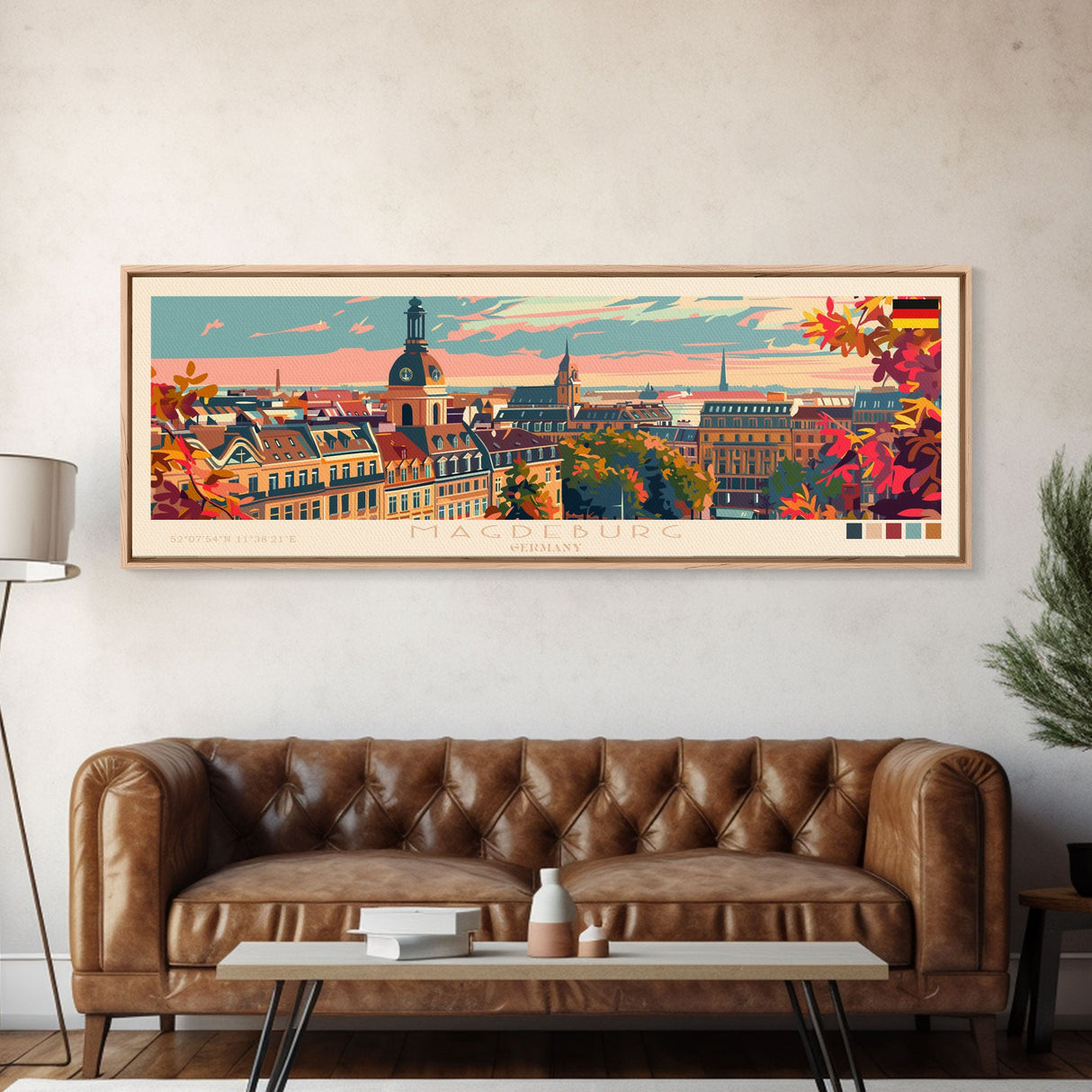 Magdeburg Germany Wall Art, Panoramic Travel Poster, Panoramic Framed Canvas Print, City Wall Art, Wall Hanging Home Decor, Travel Art