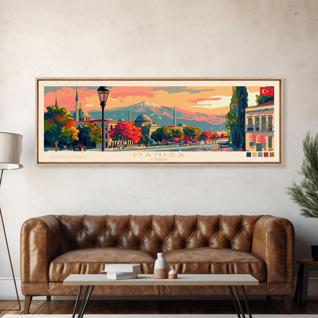 Manisa Turkey Wall Art, Panoramic Travel Poster, Panoramic Framed Canvas Print, City Wall Art, Wall Hanging Home Decor, Travel Art