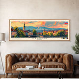 Maribor Slovenia Panoramic Travel Poster, Framed Canvas Print or Metal Wall Art, Travel Art, Home Decor, Panoramic Painting, Midcentury Art