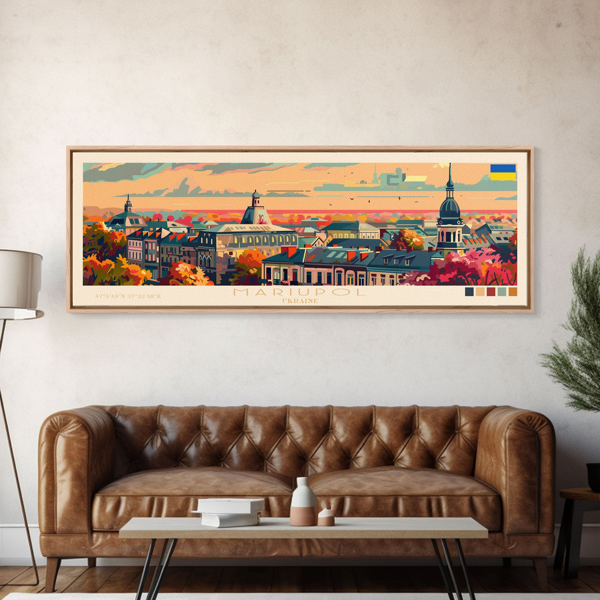 Mariupol Ukraine Wall Art, Panoramic Travel Poster, Panoramic Framed Canvas Print, City Wall Art, Wall Hanging Home Decor, Travel Art