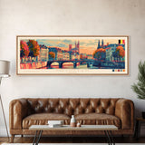 Mechelen Belgium Panoramic Travel Poster, Framed Canvas Print or Metal Wall Art, Travel Art, Home Decor, Panoramic Painting, Midcentury Art