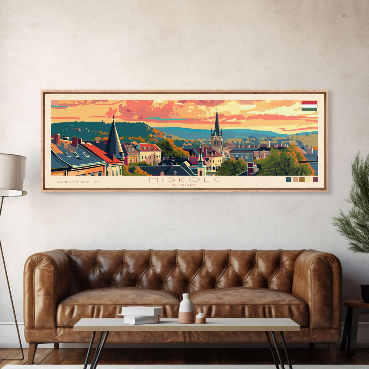 Miskolc Hungary Wall Art, Panoramic Travel Poster, Panoramic Framed Canvas Print, City Wall Art, Wall Hanging Home Decor, Travel Art