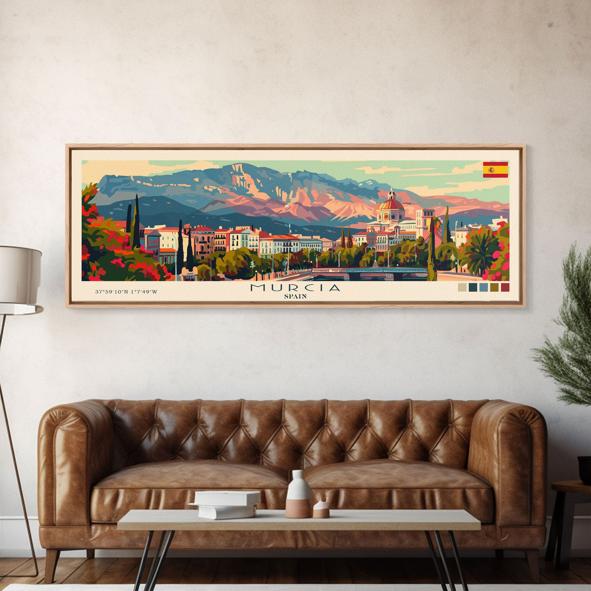 Murcia Spain Travel Art, City Art, Framed Canvas Print or Metal Wall Art, Europe Travel Poster, Panoramic Wall Art, Extra Wide Wall Art