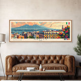 Naples Italy Travel Art, City Art, Framed Canvas Print or Metal Wall Art, Europe Travel Poster, Panoramic Wall Art, Extra Wide Wall Art