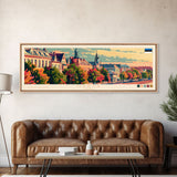 Narva Estonia Panoramic Travel Poster, Framed Canvas Print or Metal Wall Art, Travel Art, Home Decor, Panoramic Painting, Midcentury Art