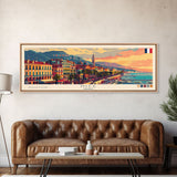 Nice France Travel Art, City Art, Framed Canvas Print or Metal Wall Art, Europe Travel Poster, Panoramic Wall Art, Extra Wide Wall Art