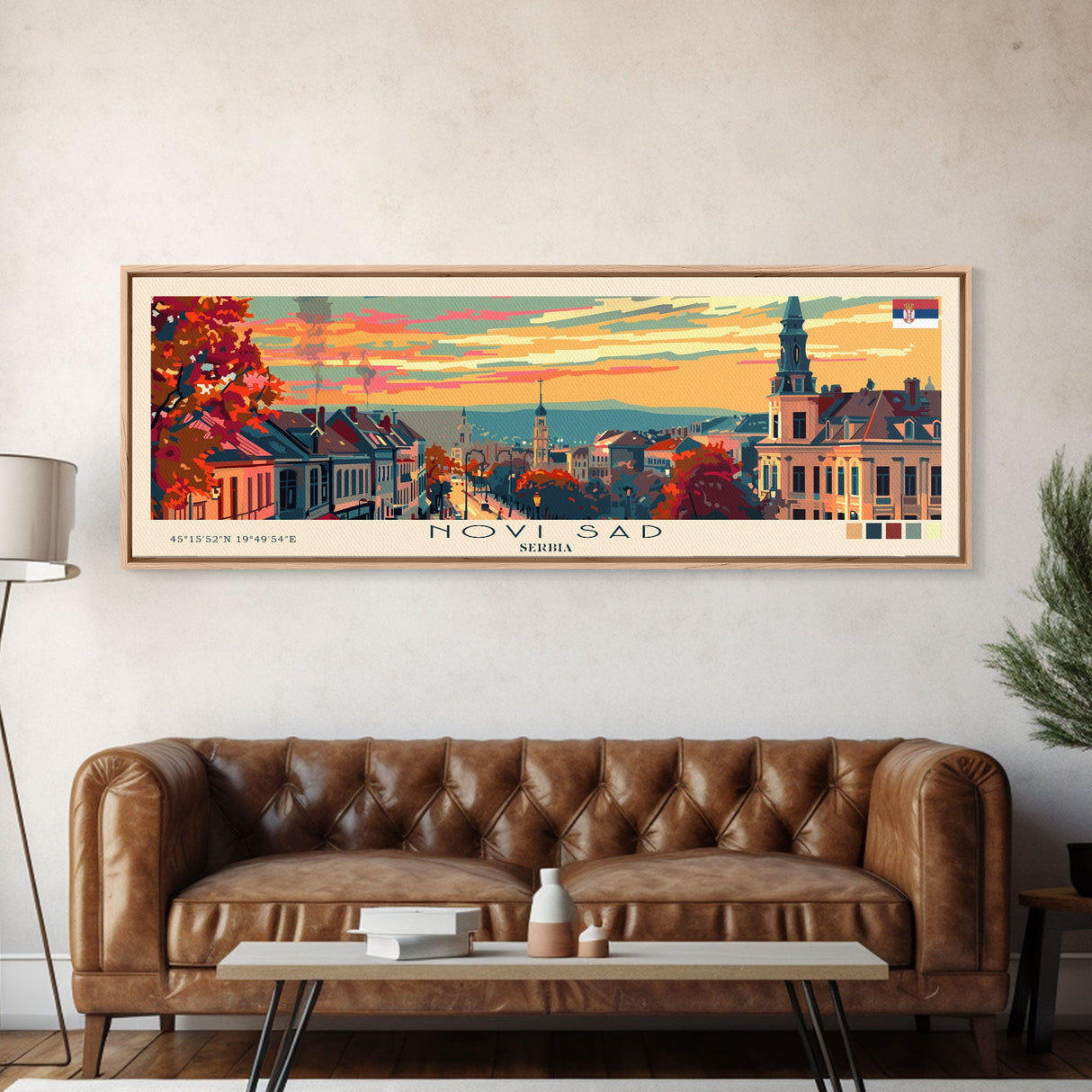 Novi Sad Serbia Travel Art, City Art, Framed Canvas Print or Metal Wall Art, Europe Travel Poster, Panoramic Wall Art, Extra Wide Wall Art