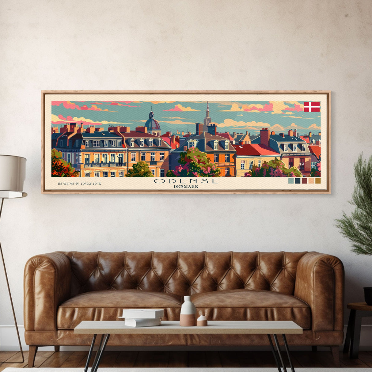 Odense Denmark Wall Art, Panoramic Travel Poster, Panoramic Framed Canvas Print, City Wall Art, Wall Hanging Home Decor, Travel Art