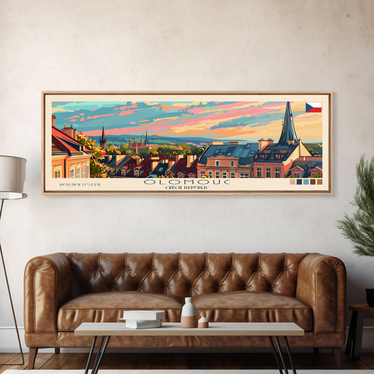 Olomouc Czech Republic Travel Art, City Art, Framed Canvas Print or Metal Wall Art, Europe Travel Poster, Panoramic Wall Art, Extra Wide Wall Art