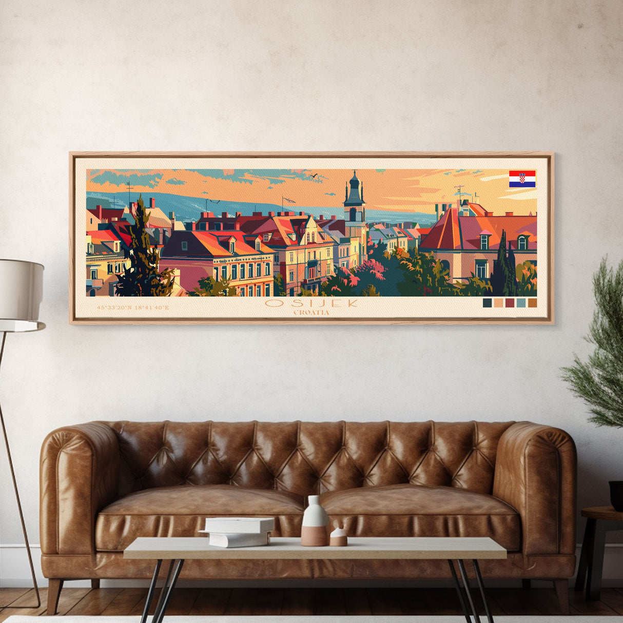 Osijek Croatia Travel Print Wall Art, Panoramic City Art, Travel Art, Wall Decor, Vacation Gift, Framed Canvas Print Or Metal Art