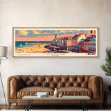 Ostend Belgium Panoramic Travel Poster, Framed Canvas Print or Metal Wall Art, Travel Art, Home Decor, Panoramic Painting, Midcentury Art