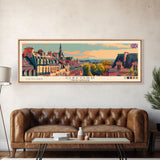 Oxford United Kingdom Panoramic Travel Poster, Framed Canvas Print or Metal Wall Art, Travel Art, Home Decor, Panoramic Painting, Midcentury Art