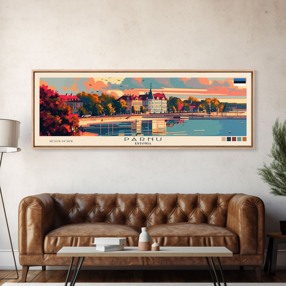 Parnu Estonia Travel Print Wall Art, Panoramic City Art, Travel Art, Wall Decor, Vacation Gift, Framed Canvas Print Or Metal Art