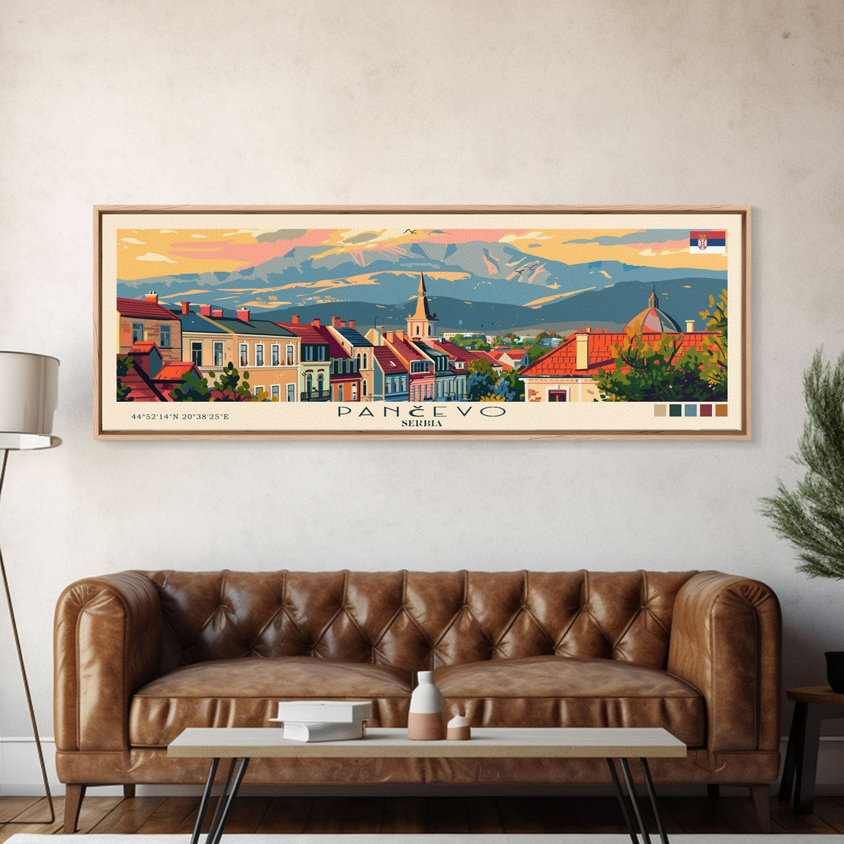 Pančevo Serbia Wall Art, Panoramic Travel Poster, Panoramic Framed Canvas Print, City Wall Art, Wall Hanging Home Decor, Travel Art