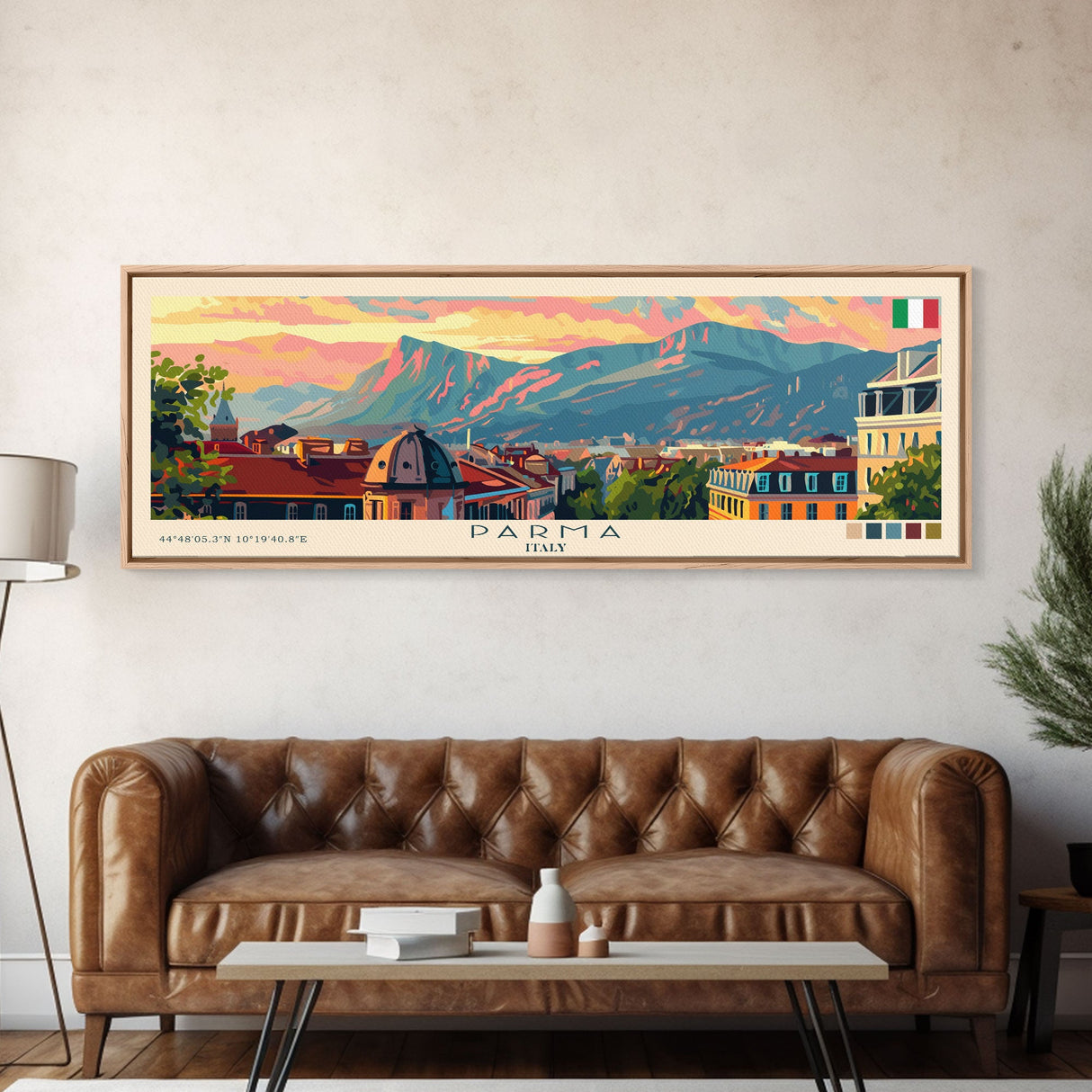 Parma Italy Wall Art, Panoramic Travel Poster, Panoramic Framed Canvas Print, City Wall Art, Wall Hanging Home Decor, Travel Art