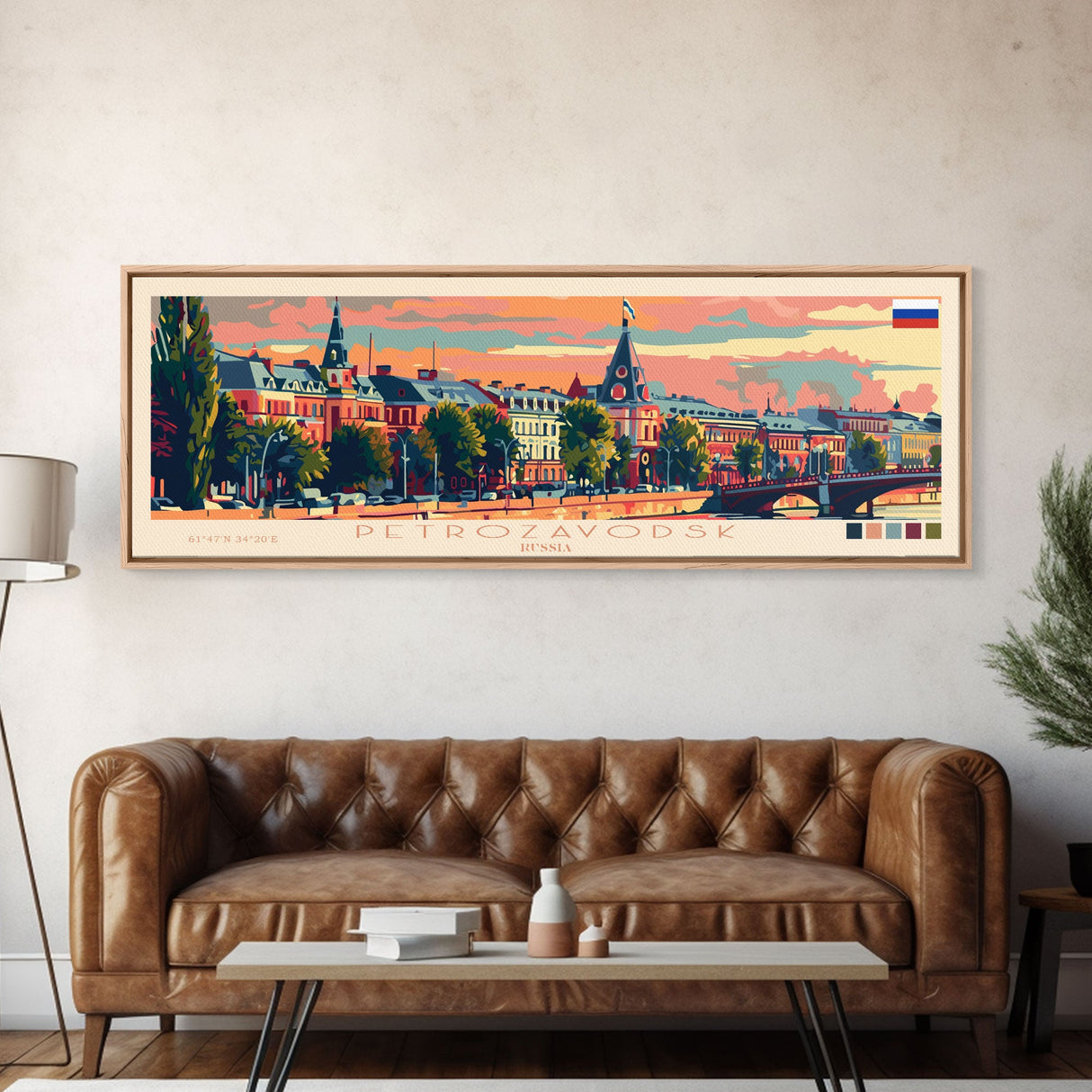 Petrozavodsk Russia Travel Print Wall Art, Panoramic City Art, Travel Art, Wall Decor, Vacation Gift, Framed Canvas Print Or Metal Art