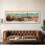 Plovdiv Bulgaria Travel Art, City Art, Framed Canvas Print or Metal Wall Art, Europe Travel Poster, Panoramic Wall Art, Extra Wide Wall Art