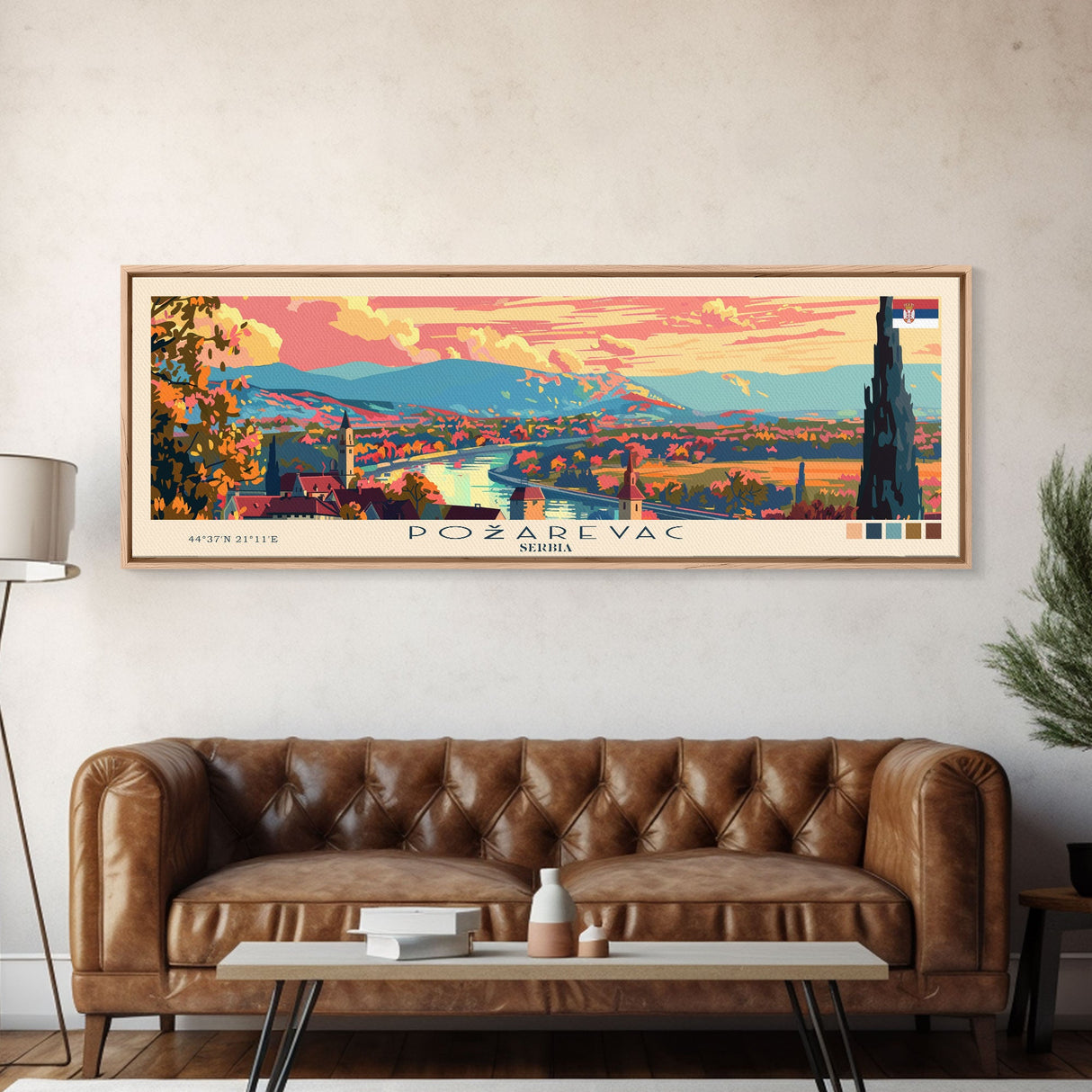 Pozarevac Serbia Travel Print Wall Art, Panoramic City Art, Travel Art, Wall Decor, Vacation Gift, Framed Canvas Print Or Metal Art