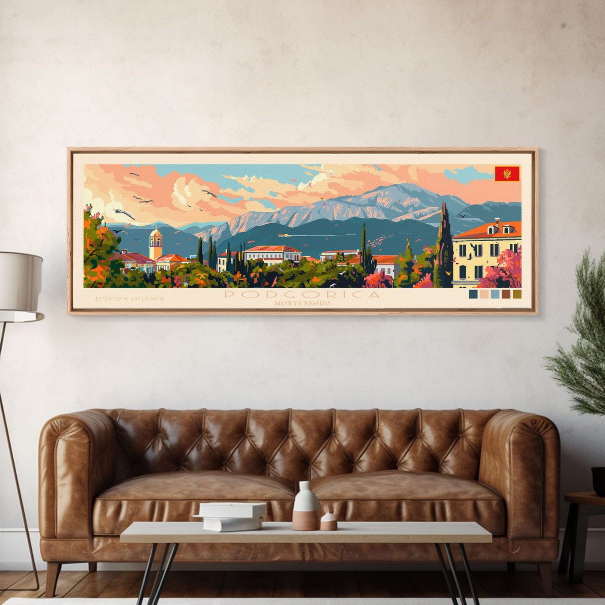 Podgorica Montenegro Travel Art, City Art, Framed Canvas Print or Metal Wall Art, Europe Travel Poster, Panoramic Wall Art, Extra Wide Wall Art