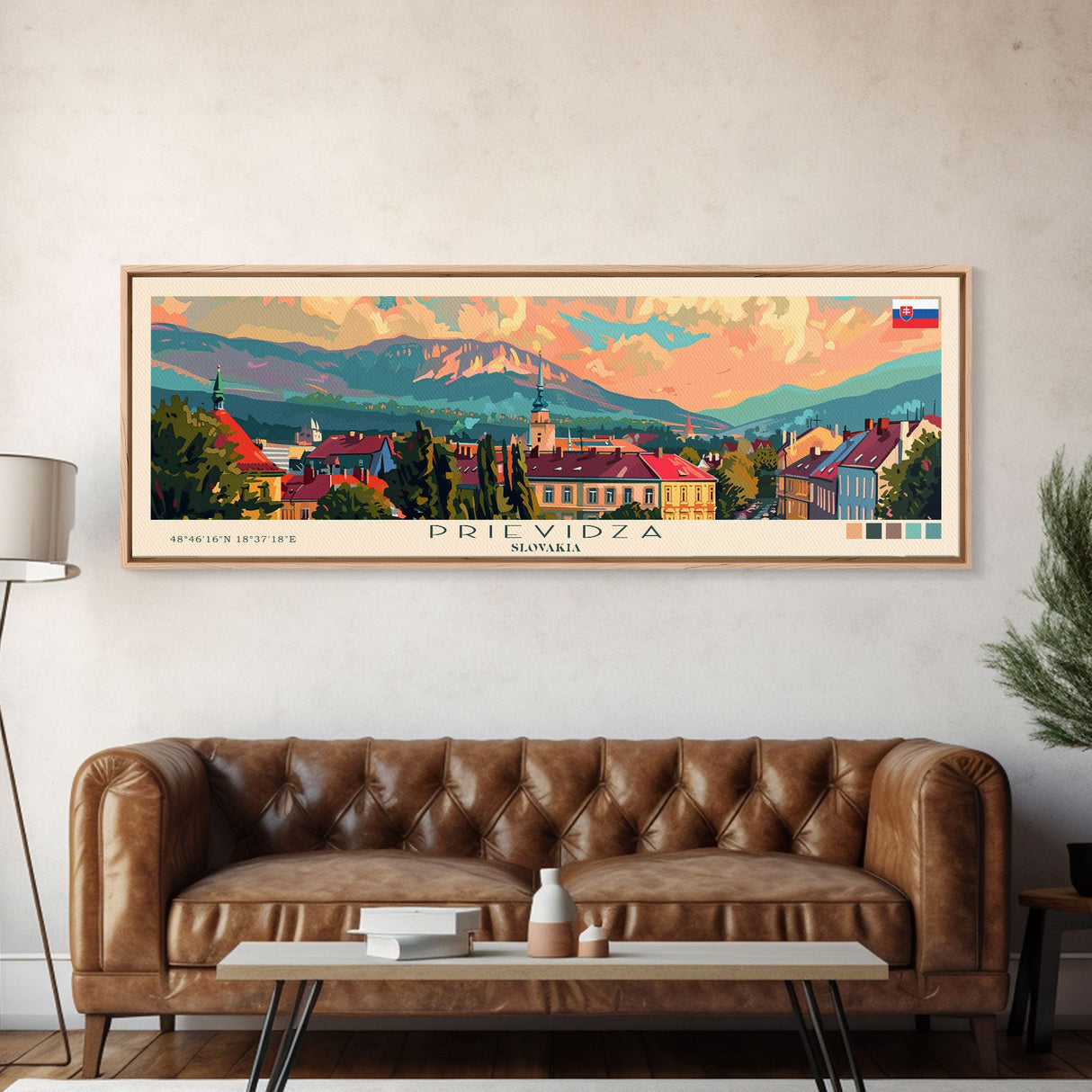 Prievidza Slovakia Travel Print Wall Art, Panoramic City Art, Travel Art, Wall Decor, Vacation Gift, Framed Canvas Print Or Metal Art